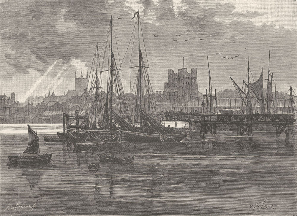 KENT. Rochester, Medway 1898 old antique vintage print picture